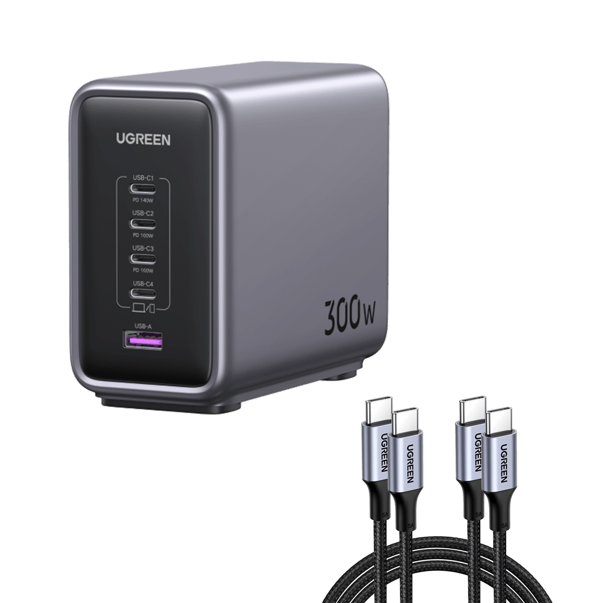 (Bundle) Nexode 300W Charger + 6.6FT 100W USB-C Cable 2 Pack